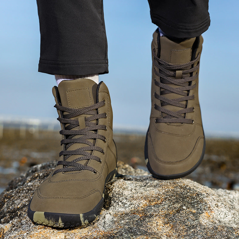 Leather High-top Wide-toe Outdoor Hiking Men's Sports Shoes